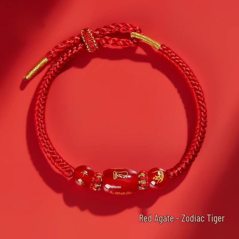 2026 Year of the Horse Zodiac Red Rope Bracelet - Women's/Men's Tai Sui Protective Charm for Horse, Rat, Ox, Rabbit Signs