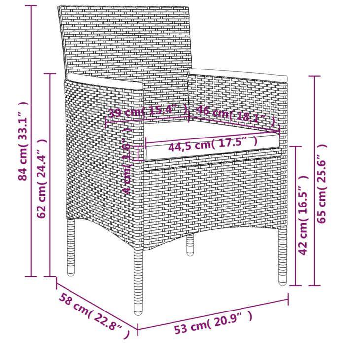 VidaXL Ensemble à manger de jardin avec coussins 5 pcs Noir, ensemble de salle à manger d'extérieur, table et chaise de 3156640