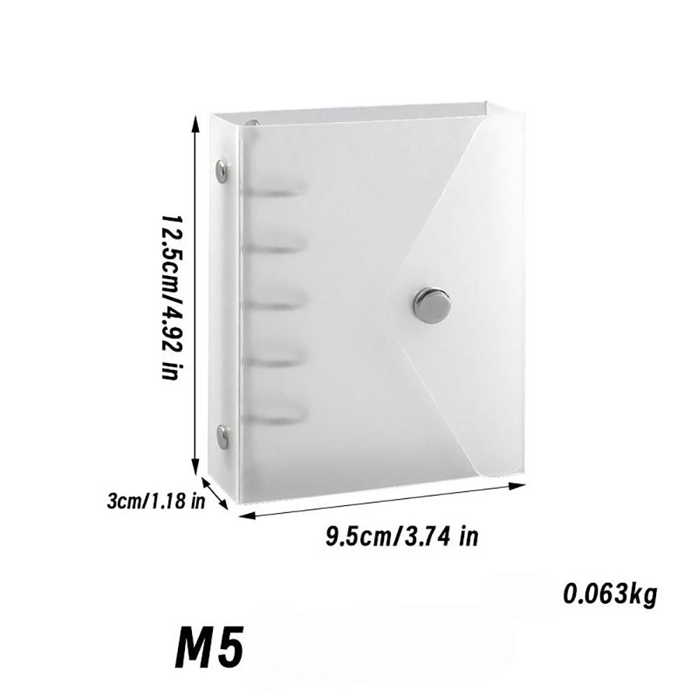 1pc Semi-transparent M5 A7 Loose-leaf Notebook Ring Binder Cover with Envelope Clip Notebook Organizer Portable Large Capacity