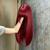 Fashion Wine-red Straight Wig Elegant Full Head Cover Wig for Summer Girls. Suitable for Daily Wear or Anime Cosplay