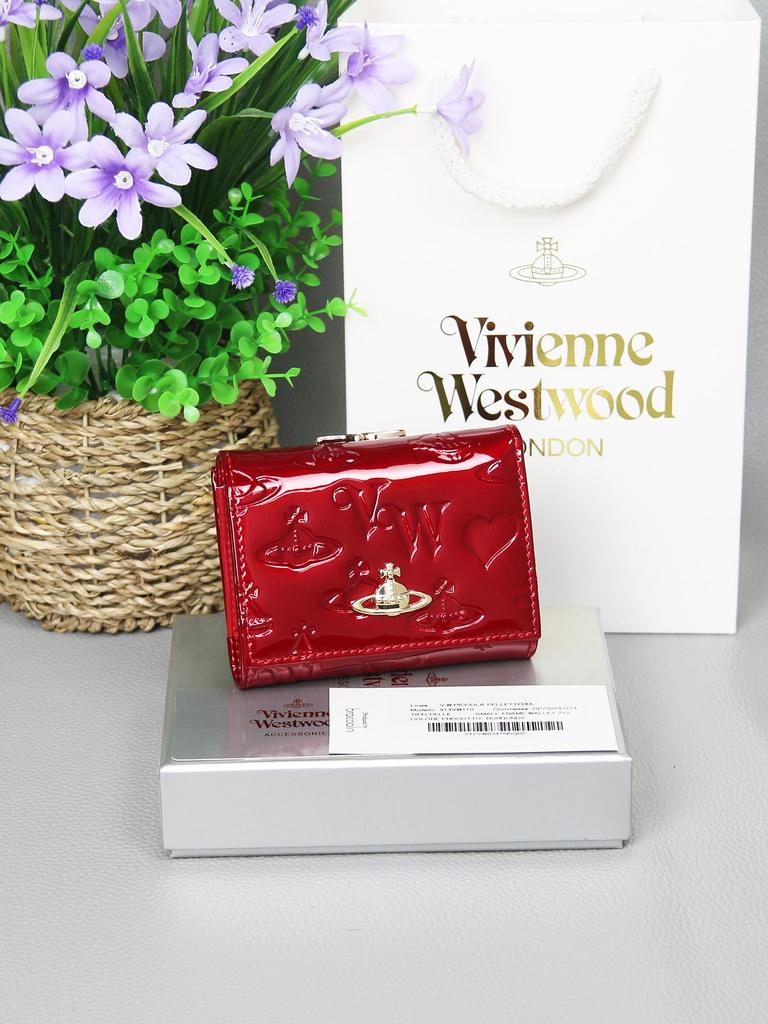 Portefeuille pliant triple pour femme 2025: Cuir Véritable de Vachette, Westwood, Design Embossé Cœur