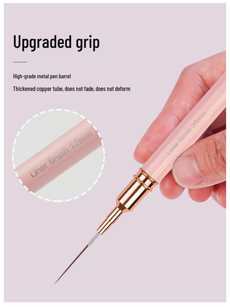 Pink Extra-Fine Liner Nail Art Brush Set with Flower Hook and Needle