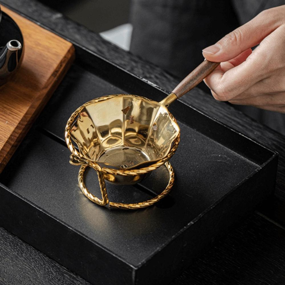 Octagonal Lotus Leaf Cloud Tea Strainer Fine Mesh Vintage Tea Infuser Chinese Traditional Alloy Tea Filter