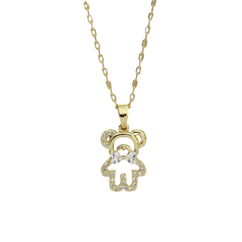 Niedliche hohle Bären Schlüsselbeinkette Mikro-eingelegte Nischendesign Halskette für Frauen