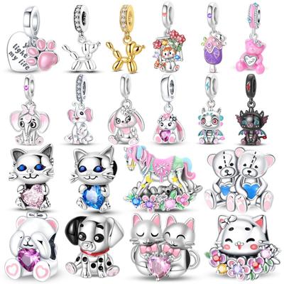 Pet Charms Copper Animal Dog Cat Bear Rabbit Elephant Charms Beads Fit 3Mm Bangle Bracelet Diy Jewelry
