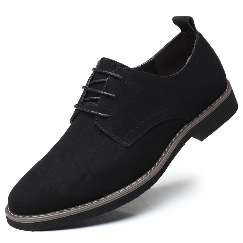 Mens Navy Blue Suede Leather Oxford Shoes Lace Up Low Heel Casual Business Formal Footwear For Office And Daily Wear Simple