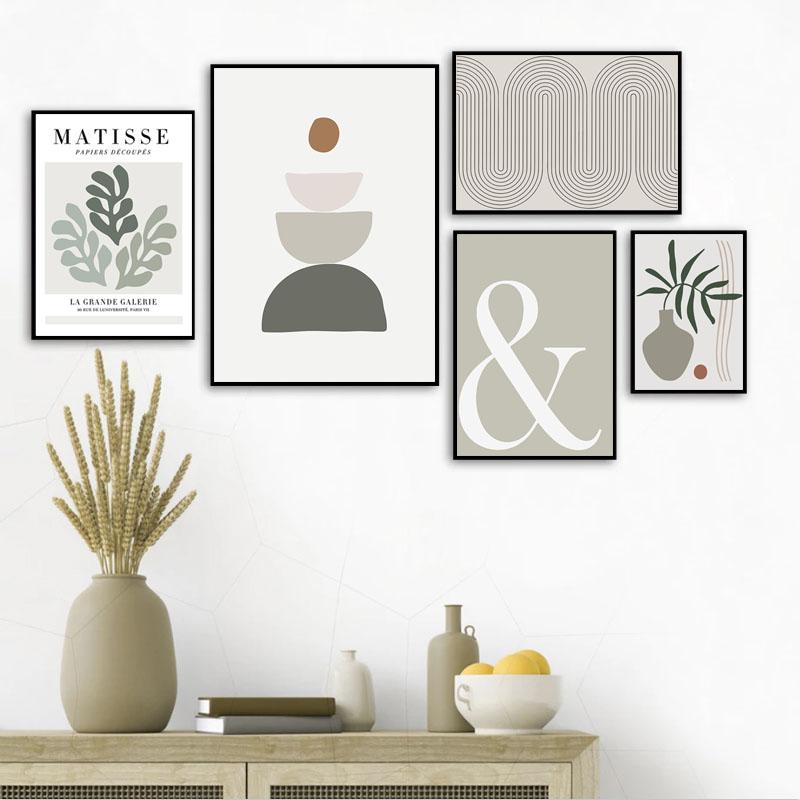 Matisse Abstract Flowers Green Leaf Vase Wall Art Canvas Painting Nordic Posters and Prints Wall Pictures for Living Room Decor