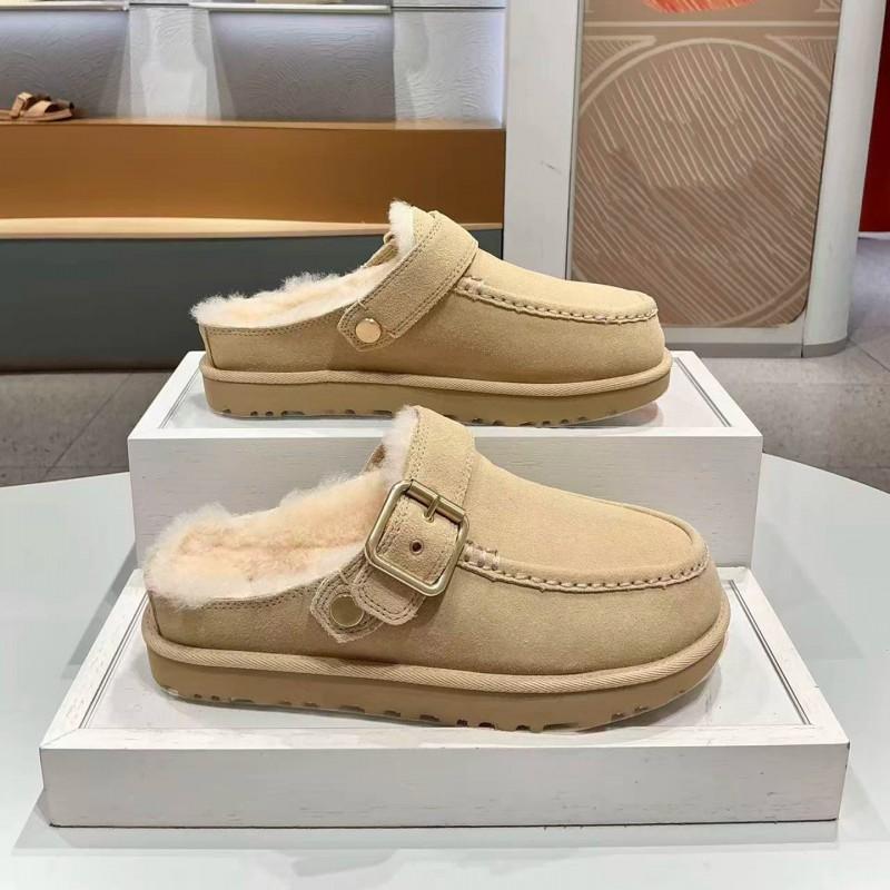 Soft Slip-on Mules Women 2026 Fall Winter Comfortable Lightweight Fuzzy Shoes Round Toe Thick Sole