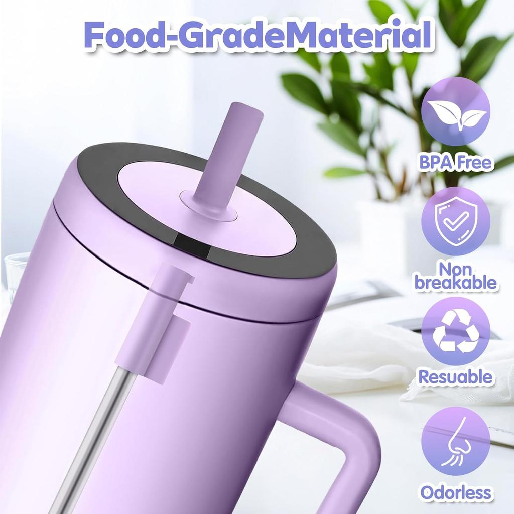Replacement Straws Compatible With Brümate Era 40 Oz Tumbler, Include 4pcs Tumbler Straw Cover Cap and 4pcs Reble Straw with 1 Cleaning