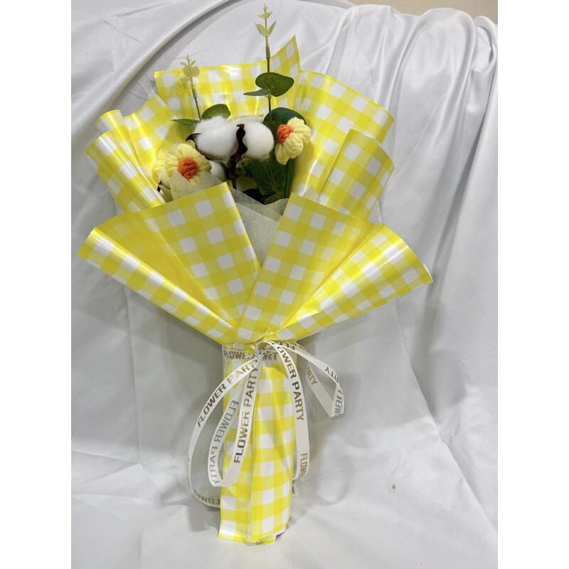 OJW Handmade Knitted Sunflower & Doctor Bear Bouquet