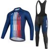 Mens Cycling Jersey Bib Shorts Set Breathable UV Protection Long Sleeve Riding Outfit