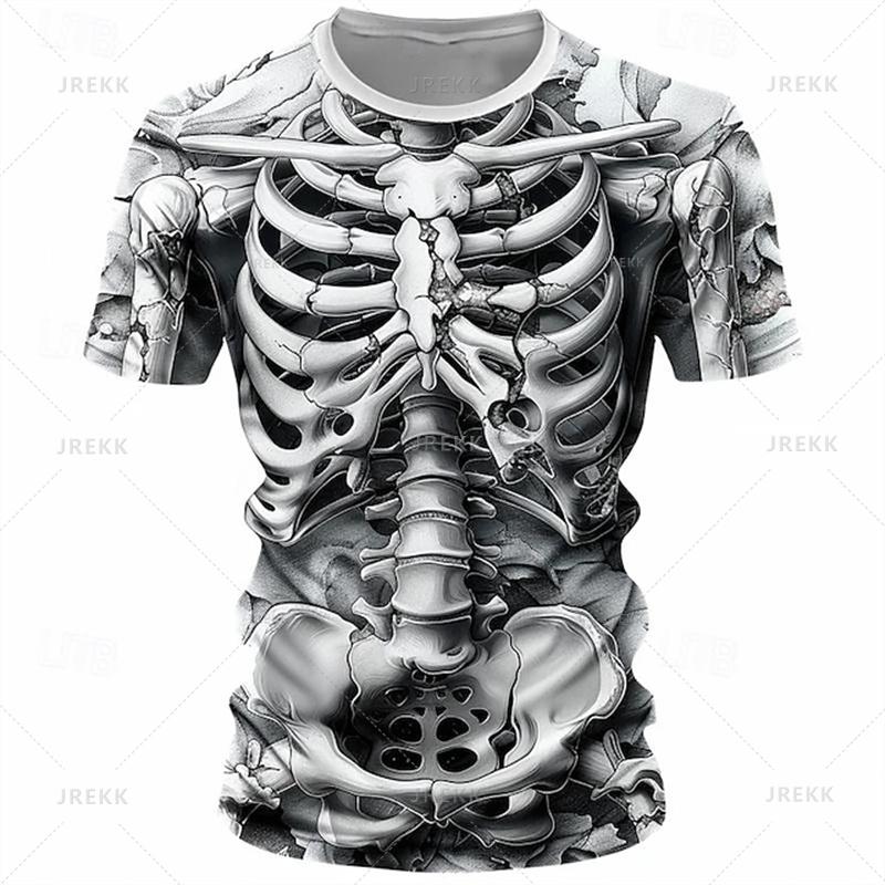 

Summer New 3D Horror Skull Printing T Shirt Skeleton Skulls Graphic T-shirts For Men Cool Streetwear Short Sleeves Clothing M