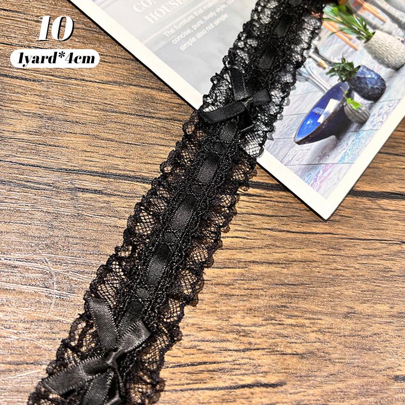 1Yard Bow Pleated Lace Trim Handmade Diy Decoration Baby Clothes Skirt Hem Clothing Lace Accessories Curtains Home Decoration
