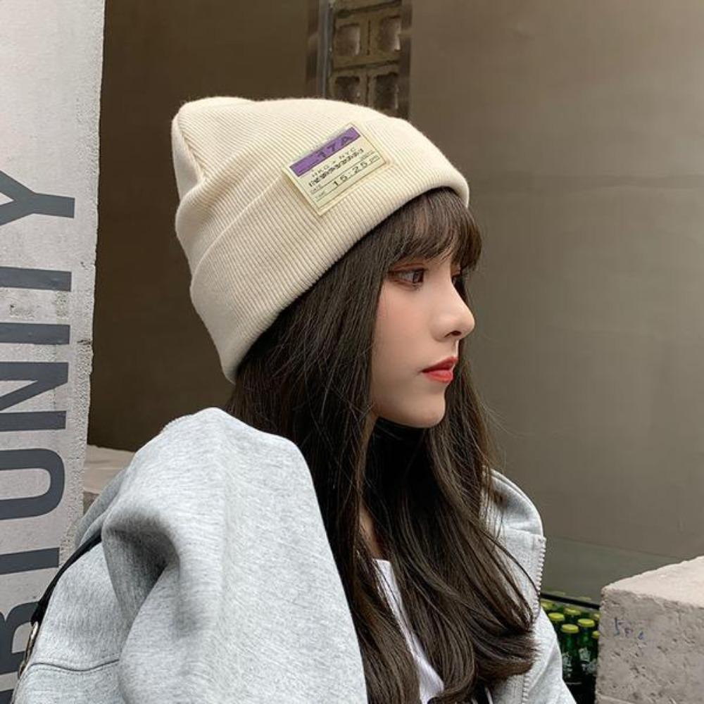 Einfarbige Strickwollmütze Elastische Überziehmütze Mode Häkelmütze für Herbst Winter