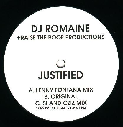 

10inch Record DJ ROMAIN - Justified TRAN02 Trans UK Dance & Electronica Used