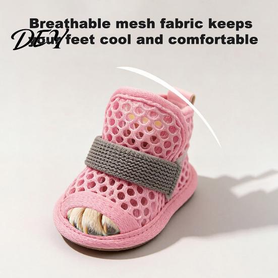 Comfortable Summer Walking Dog Gear 4Pcs Shoes for Hot Pavement, Breathable Mesh Boots, Water Resistant Sneakers Paw Protectors with Non-slip
