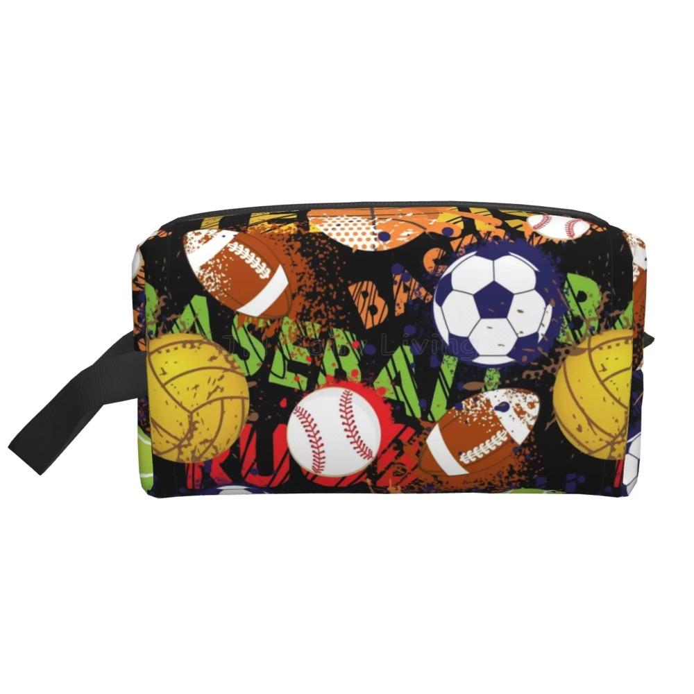 Voetbal Voetbal Bal Kunst Patroon Opbergtassen voor Mannen Vrouwen Draagbare Make-up Cosmetische Tas Grote Capaciteit Reisopbergorganizer