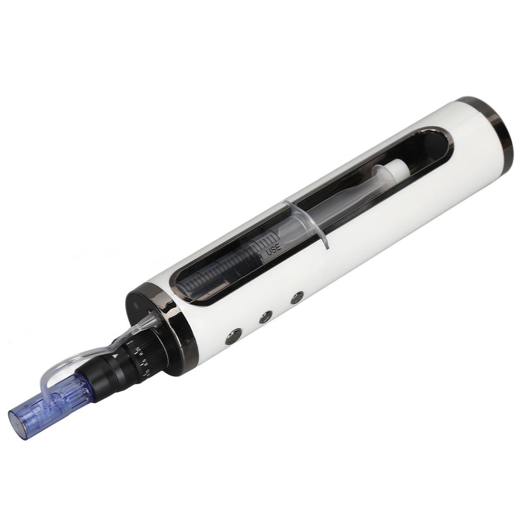 Microneedling Pen Automatic 5 Levels 630nm LED Display Cordless Beauty Pen with Replacement Cartridges White