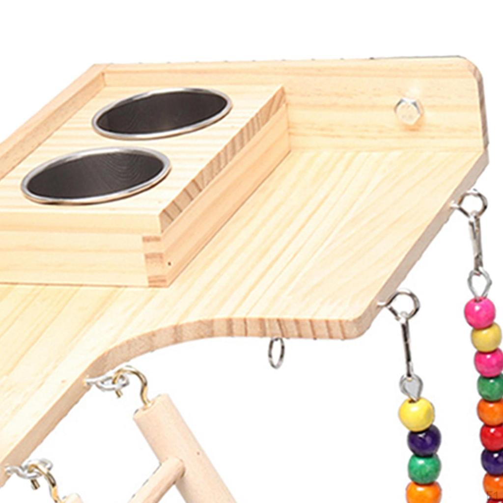 Pet Bird Parrot Playground Wooden Ladder Feeder Platform for Parakeets,Conures, Macaws,