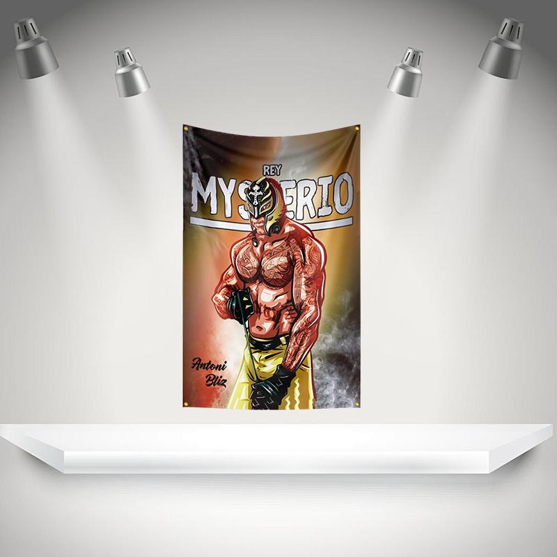 Rrey Mysterios Flag Boxer Banner 3x5ft With Brass Grommets Hd Printing Tapestry Exhibition Boxer Sports Fans Garage Decor