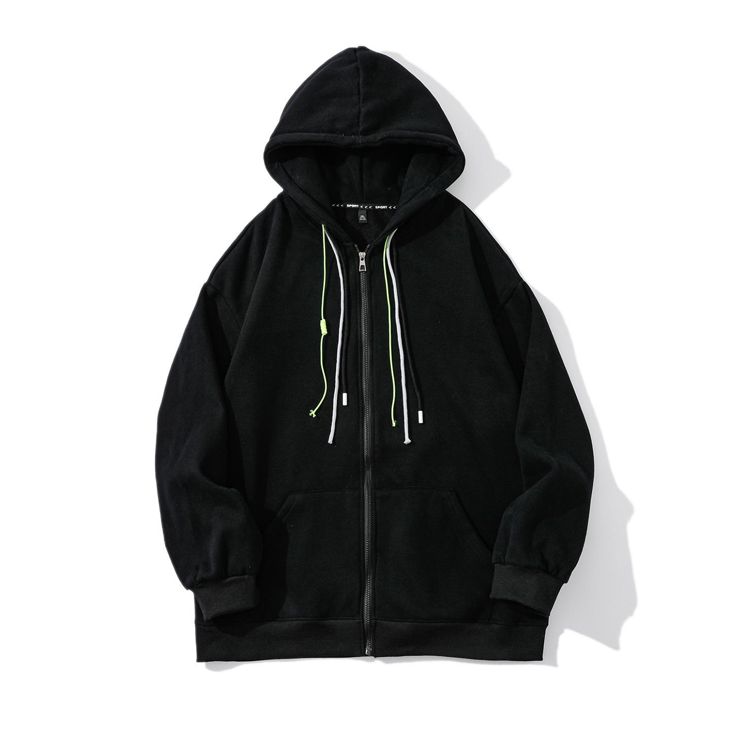 Мужская толстовка с капюшоном, однотонная, с вышивкой, плотная, осенняя S