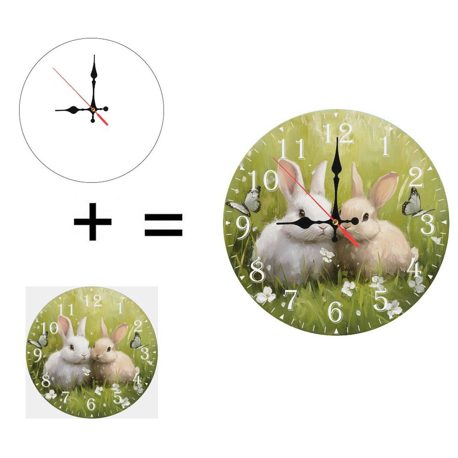 25x25cm Wood Wall Clock Incorporating Natural Stone Elements (White,10 inch(25.40cm)) белый