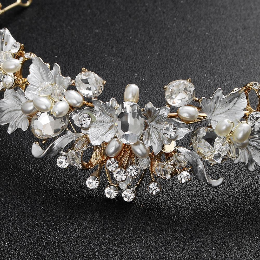 Luxuriöse Strass-Braut-Tiaras und Kronen, Königin-Krone, Perlen-Blume, großer ovaler Diamant-Haarreifen, Hochzeit, Braut-Krone