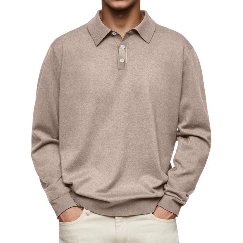 Men S Long Sleeve V Neck Button Casual Polo Shirt