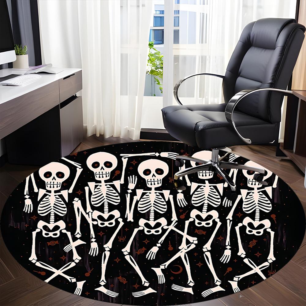 1PC Skeleparty Skeletons Office Round Area Rug, Mat Suitable For Office, Under Office Chairs Bedroom Living Room Home Decor, Room Deco