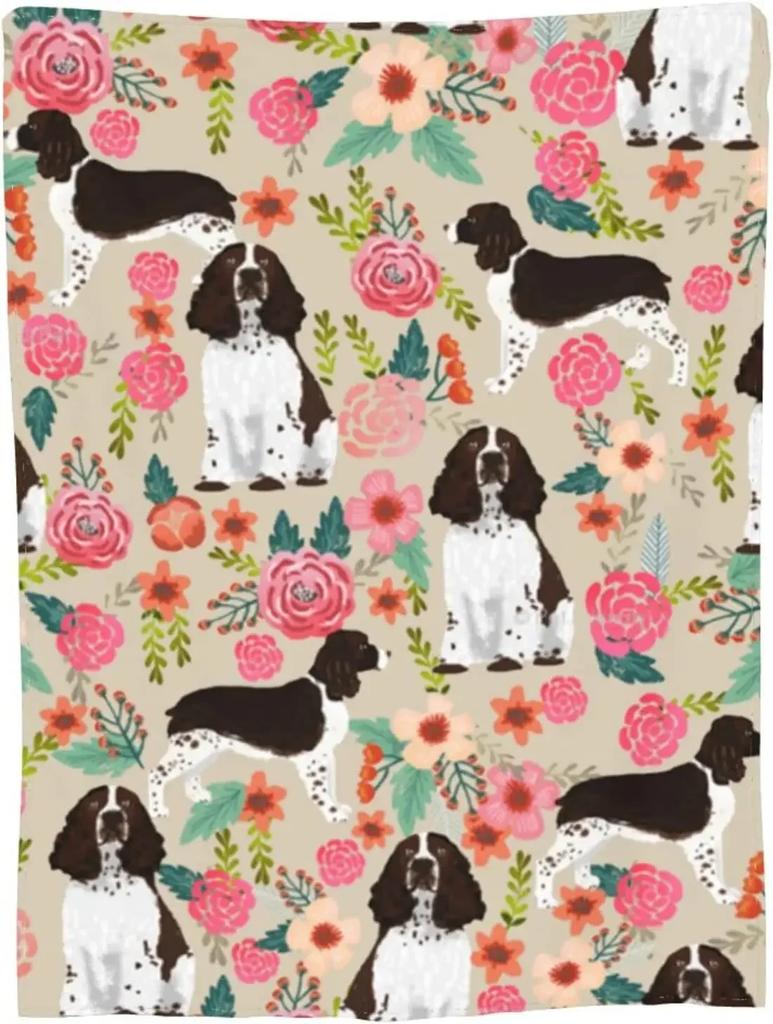 English Springer Spaniel Throw Blanket Luxury Throw Blanket Ultra-Soft Micro Fleece Blanket Perfect for Fall Winter and Spring