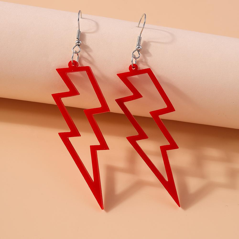 Fashion Candy Color Acrylic Lightning Drop Earrings for Women Girls Dangle Earrings Party Festival Jewelry Gift