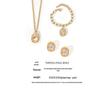 Minimalist Gold-Plated Titanium Steel Pendant with Diamond-Accents - Geometric Oval Design Jewelry Set.