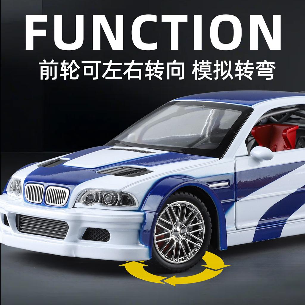 1:24 BMW M3 GTR E46 Performance Road Racing Liga Metálica Diecast Modelo de Carro Casa Tendência & Ornamento de Exibição de Mesa Presentes de Aniversário