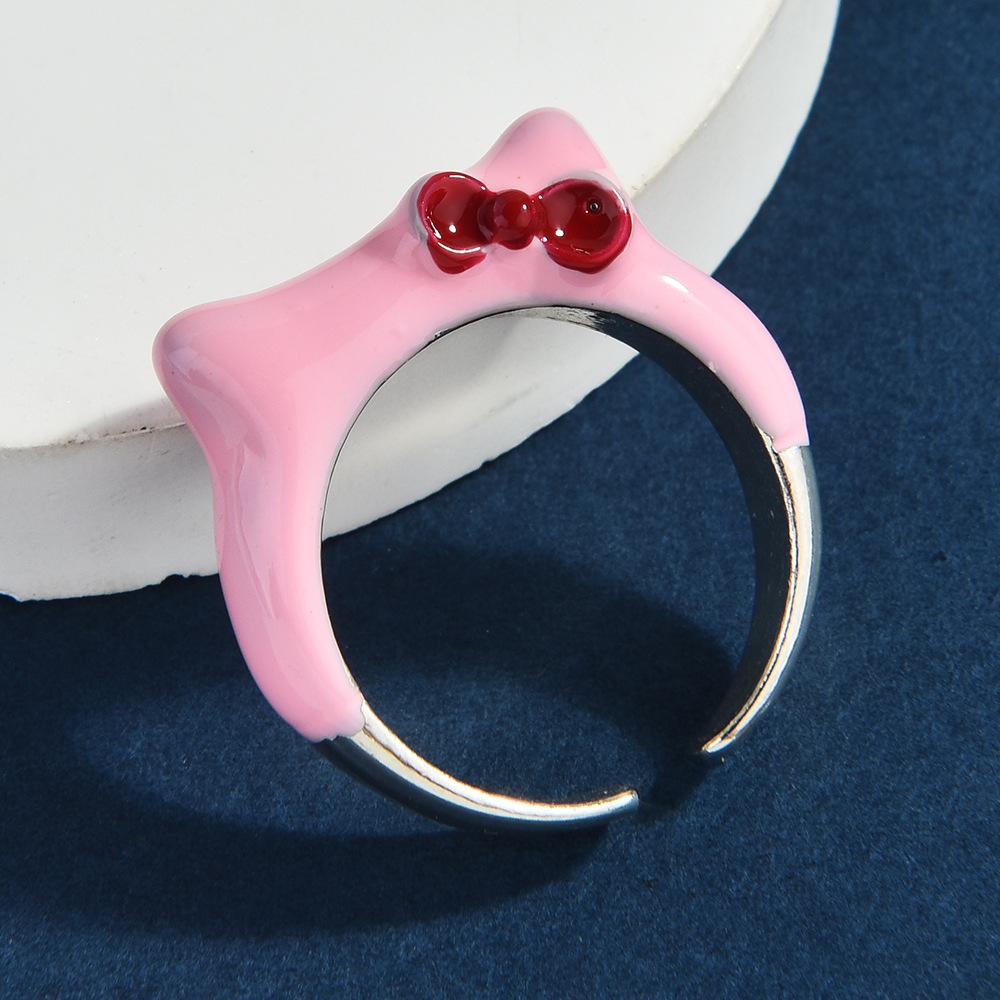 Big-Eared Dog, Kitten, Changeable Monster Opening, Adjustable Monster Ring, Bow, Cute Cartoon Expression