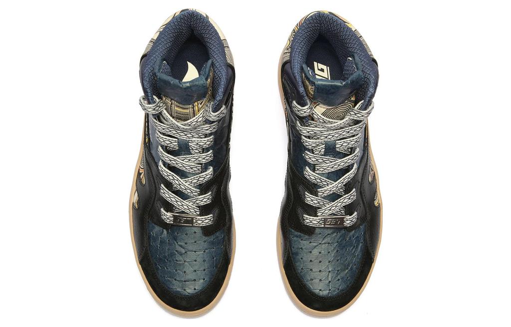 Li Ning Cushioning Slip Resistant High top Skateboard Shoes Women's Blue Black AZGS044-3
