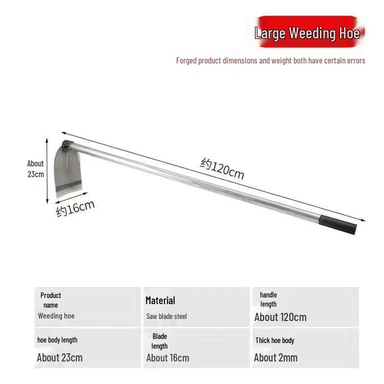 Enxada de Aço Manganês de Cabo Longo para Capinar e Lavrar