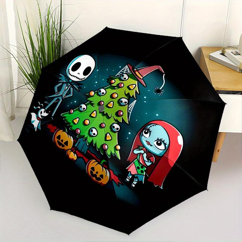 

Jack Skellington,Sally Automatic Opening and Closing Umbrella - 8-rib Reinforced Folding Design, Lightweight and Portable, Suitable for Dail