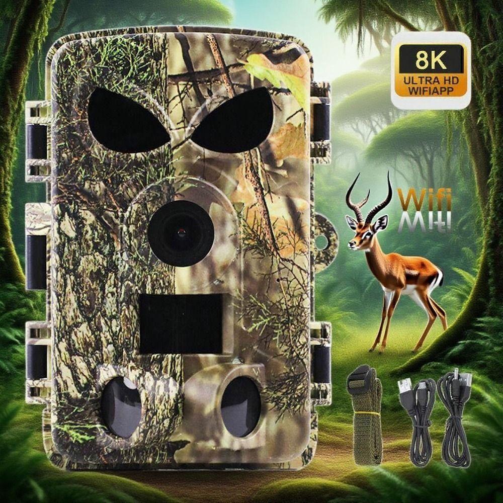 8K PR8000 Wifi Camera No Glow Night Vision 120° Motion Wildlife Photo  Orchard