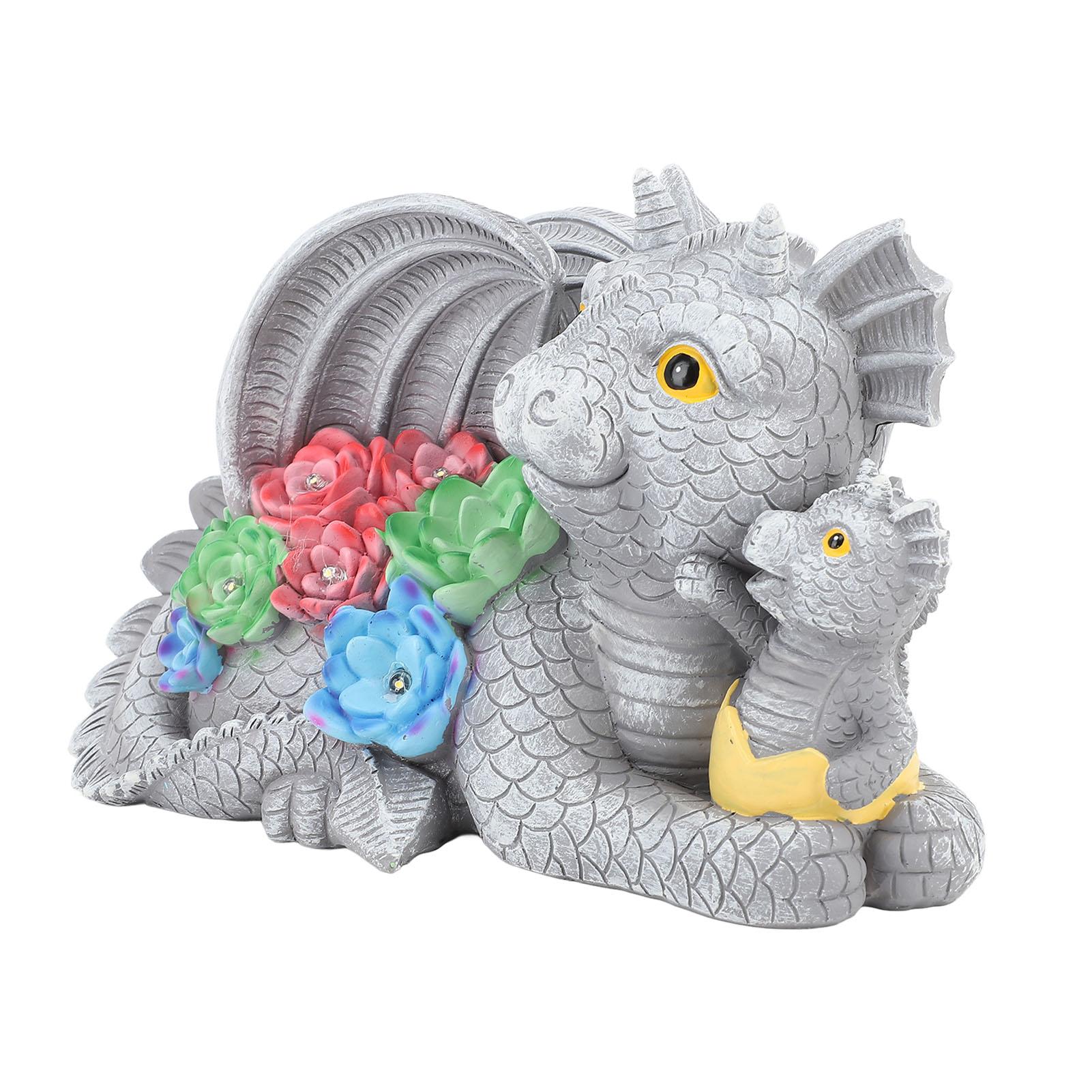 Dinosaur Statue Resin Solar Powered Cute Dinosaur Outdoor Figurine for Garden Yard Decoration