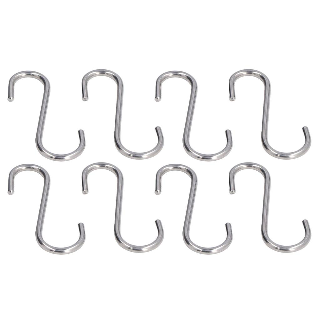 8PCS S Hook Rustproof Stainless Steel S Hooks Heavy Duty Simple Style Overstriking Portable S Kitchen Hook for Bathroom
