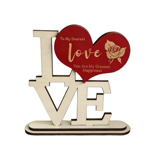 

Valentine s Day Love Table Sign with Base Farmhouse Rustic Wooden Love Letter Ornament Anniversary Wedding Party Tabletop Decoration