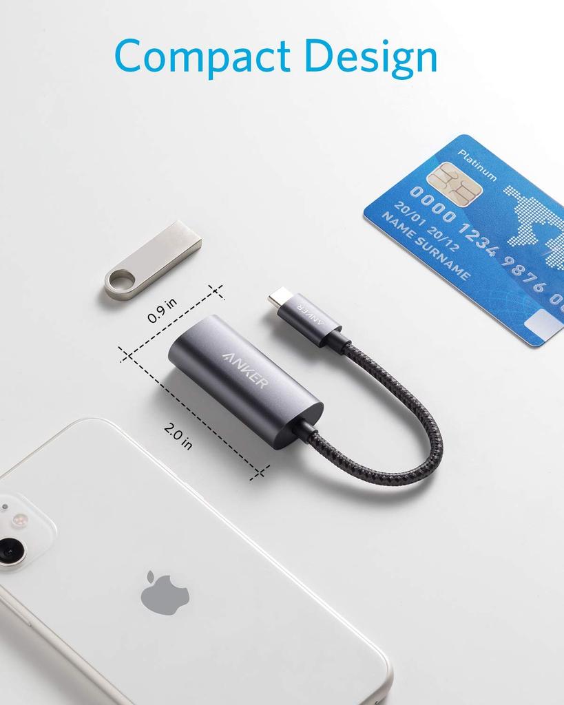 Anker PowerExpand Ethernet 1Gbps Ethernet Communication for Pro USB-C & Adapter, High-Speed MacBook/iPad