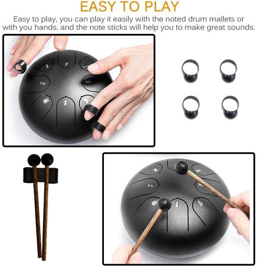 8 Notes 6 Inches Tongue Tank Panda Drum Steel Percussion with Bag and Mallets for Adult Kids Beginner Pros