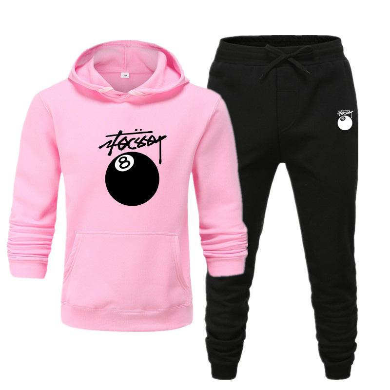 Herr- och damny höst- och vinter plusstorlek bordtennis Nej. 8 Tryckta Sportkläder med Huva Casual Sportklädesset