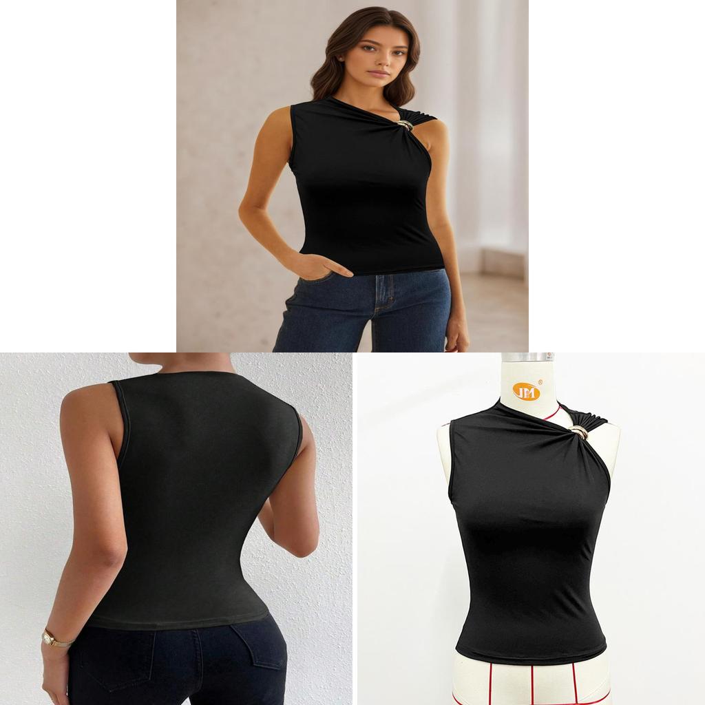 Streetwear T Shirt With Metal Ring Design For Youth And Teen Fashion