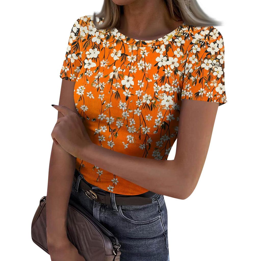 Dames Slim Fit T-shirt Mode Casual Ronde Hals Pullover Korte Mouw Top