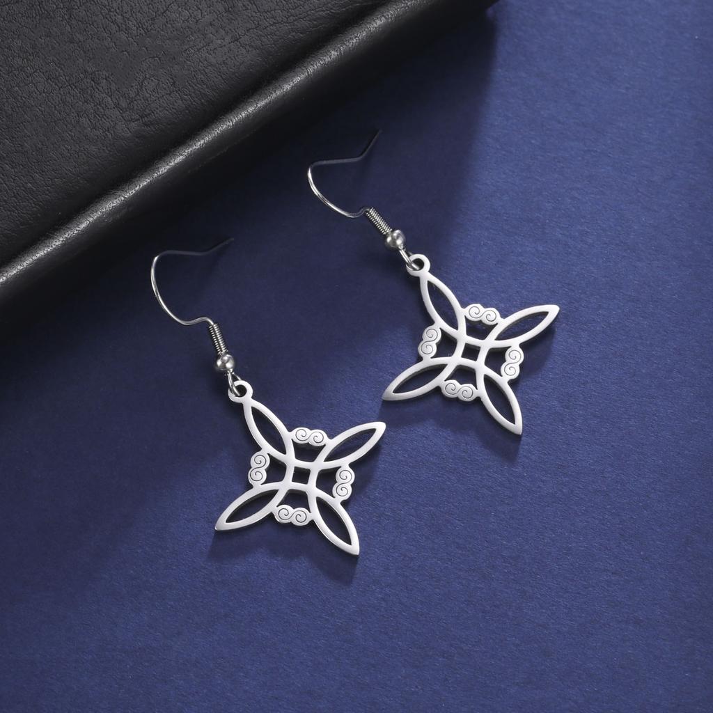 Skyrim Amulet Witch Knot Earring for Women Stainless Steel Witchcraft Drop Earrings Supernatural Wiccan Jewelry Christmas Gift