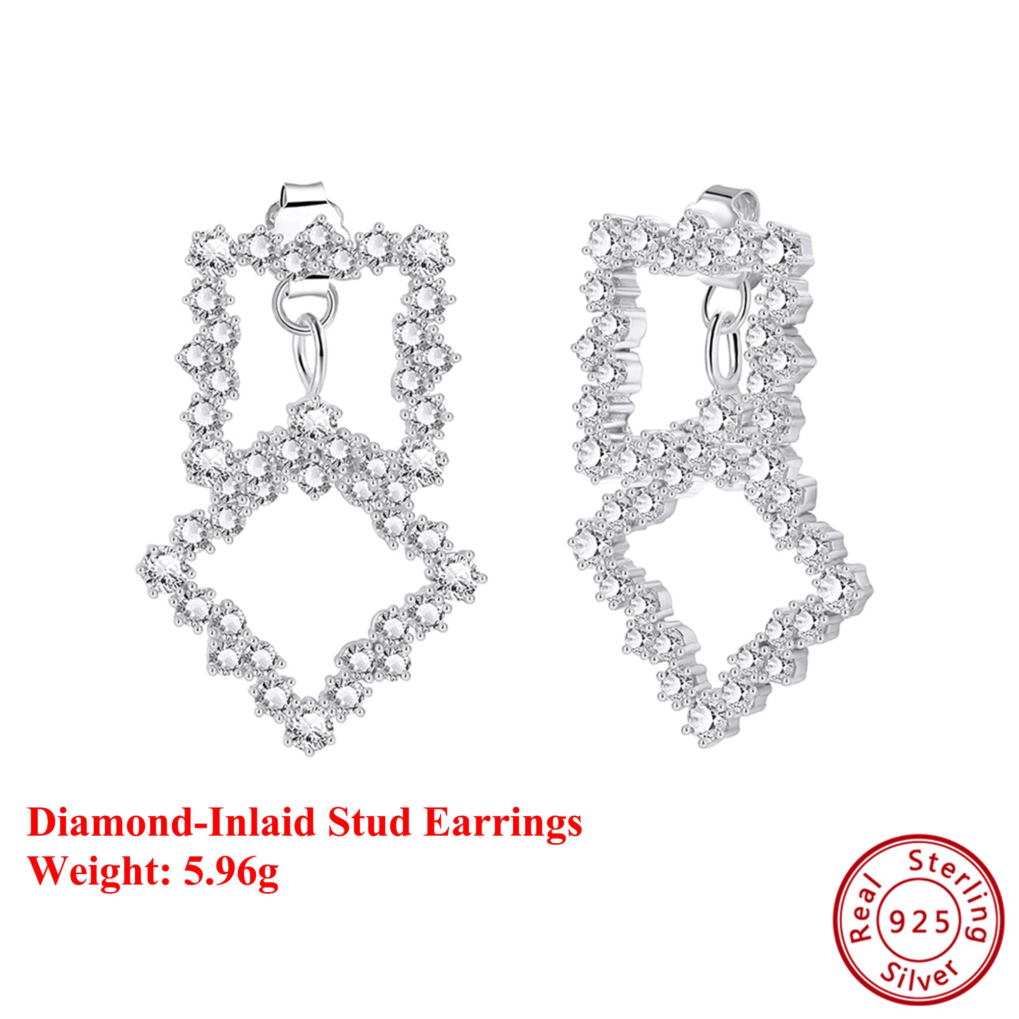 

Effie Queen S925 Silver Stud Earrings Zirconia Inlaid Geometric Style Women s Earrings Celebration Gift 2026 Trend Earring SE415 срібний