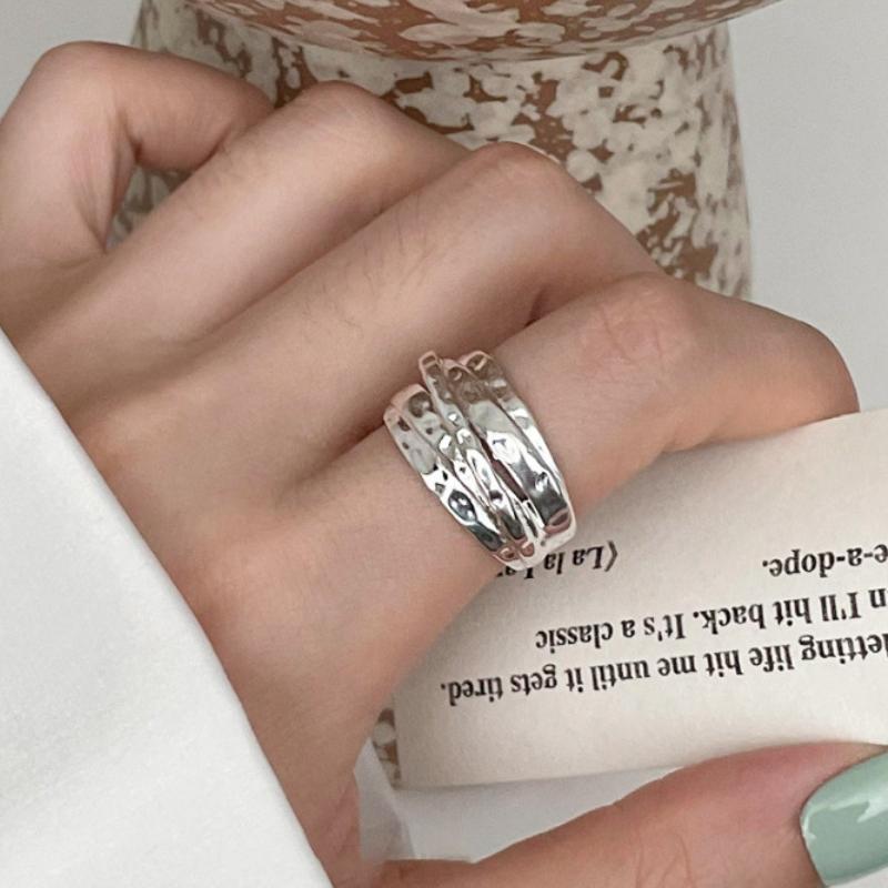 Nieuwe Collectie Letter Carving Ring Voor Vrouwen Retro Design Eenvoudige Open Ringen Hiphop Sieraden Bague Anillo resizable gray
