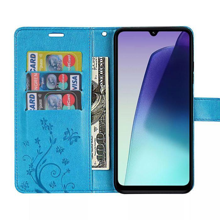 Coque et Verres Trempés Pour Xiaomi Redmi 14C - Protection Antichoc - Motif Floral - Synthétique Bleu